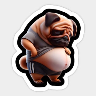 Funny Fat Pug Chonk Dog Chubby Pug Design Canine Dog Lovers Sticker